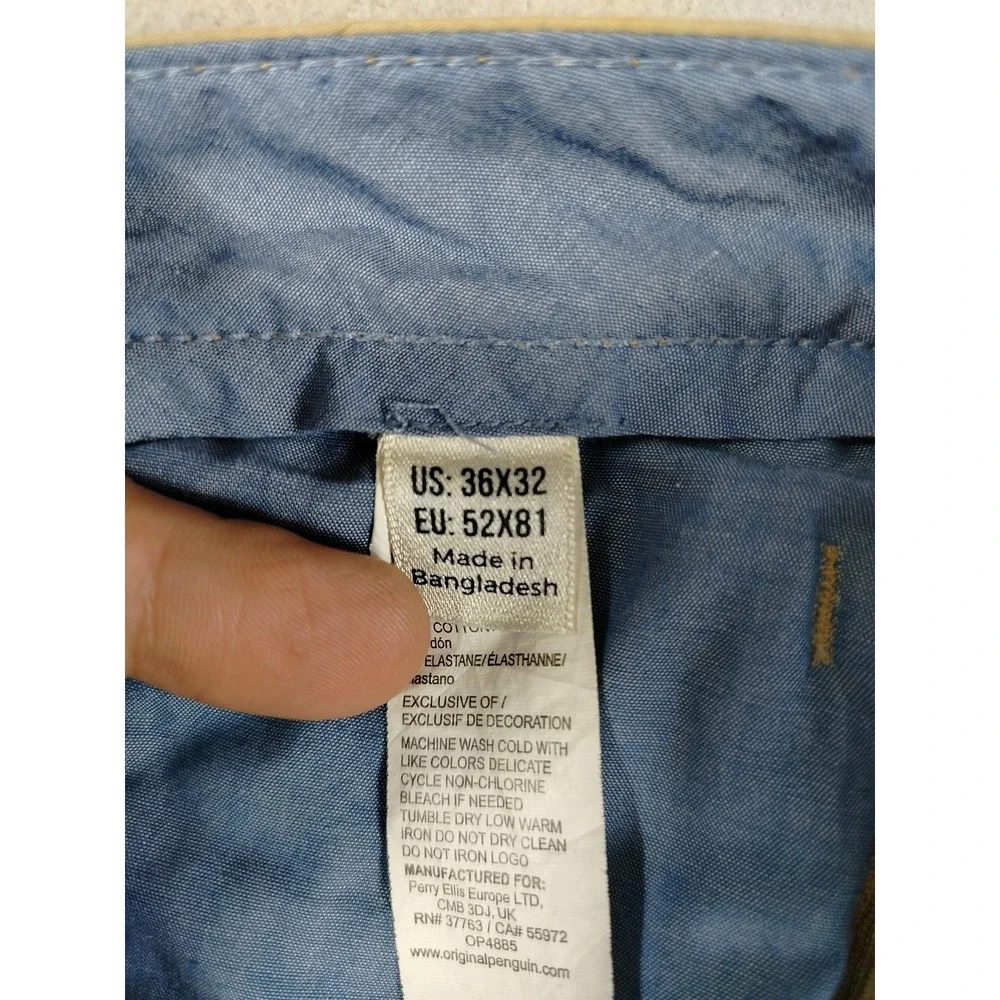 Penguin‎ By Munsingwear Pants Mens 36 Beige Stretch Canvas Chino Casual Office